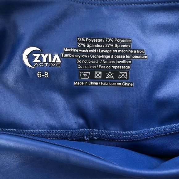 Zyia Active Womens Metallic Cobalt Blue Full Length Compression Leggings Sz 6-8 - Picture 5 of 5